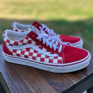 Vans Old Skool Red & White Checkerboard Sneakers – Men’s 8 / Women’s 9.5